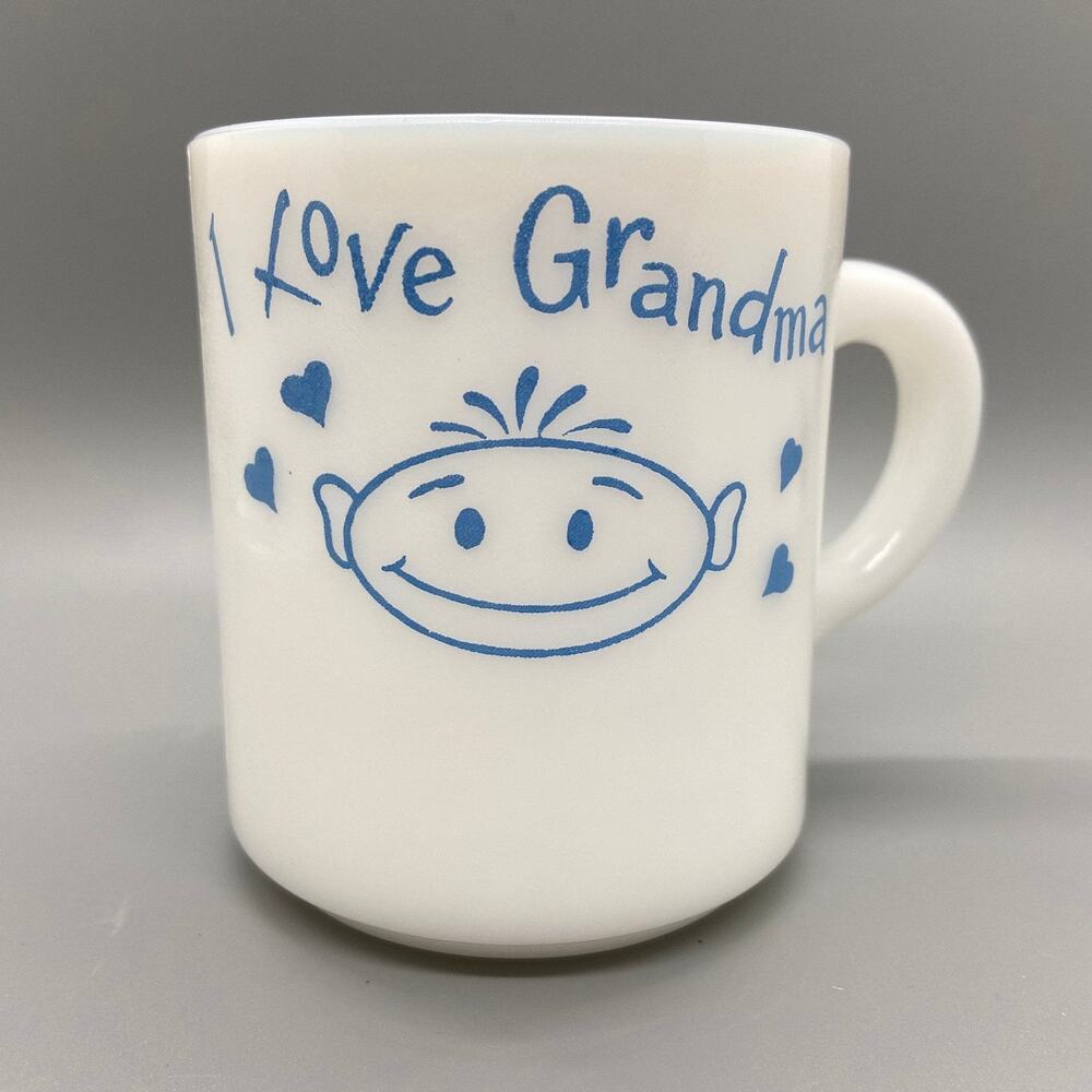 Vintage I Love Grandma Milk Glass Mug